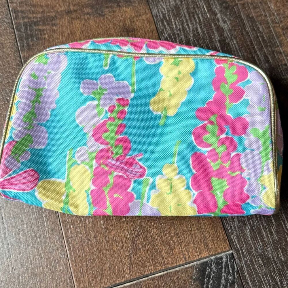 Lilly Pulitizer Estée Lauder make up bag floral pink blue yellow travel luggage - Picture 3 of 6